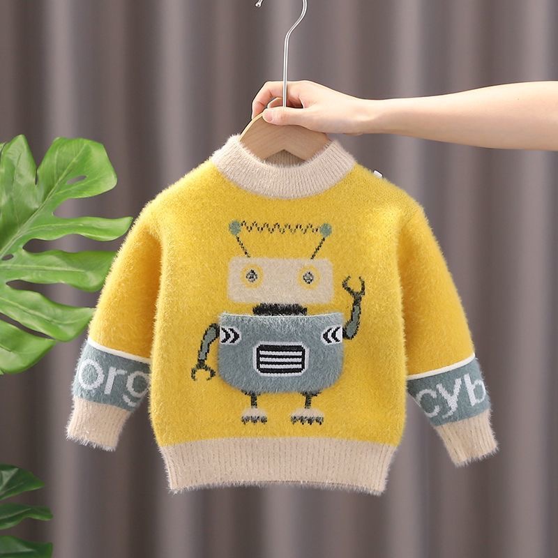 K556. BABY SWEATER YELLOW ROBOT