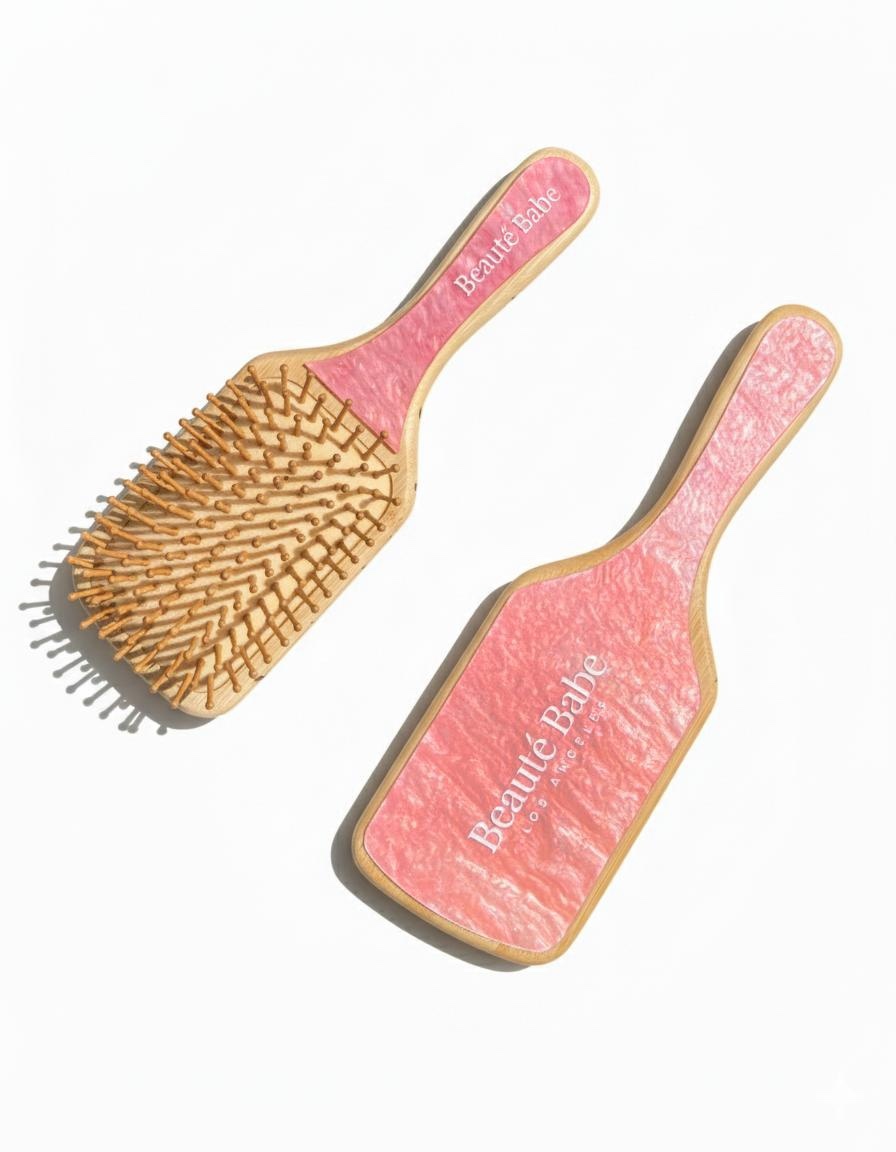 H5. Organic bamboo hair brush PINK