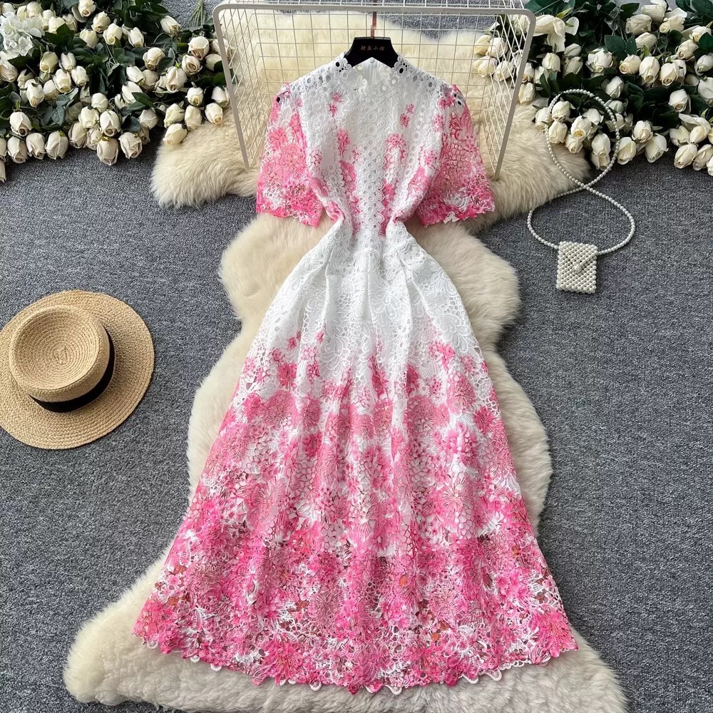 8268. LACE DRESS EXCLUSIVE PINK