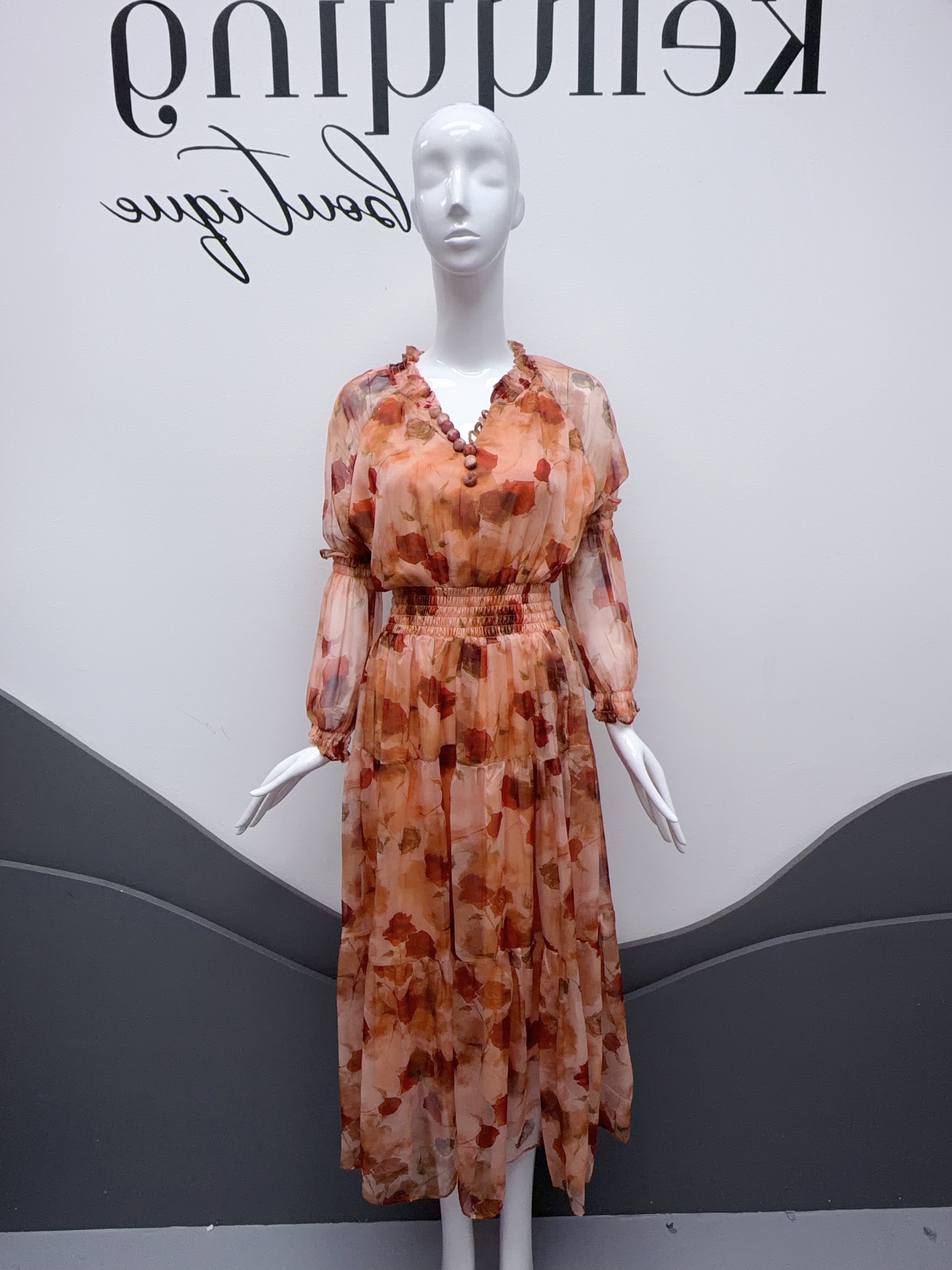 V321. HOA ORANGE DRESS