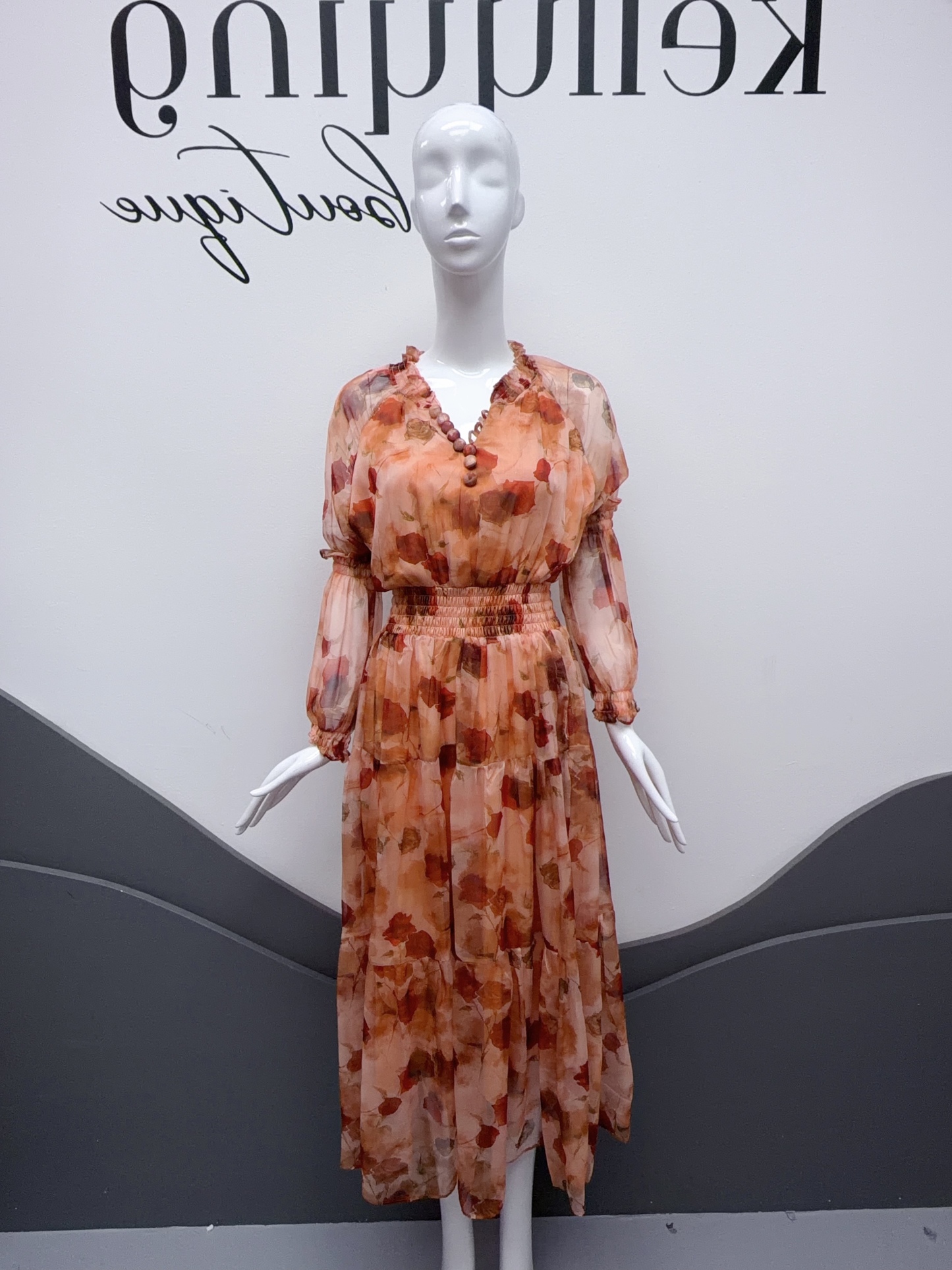 V321. HOA ORANGE DRESS