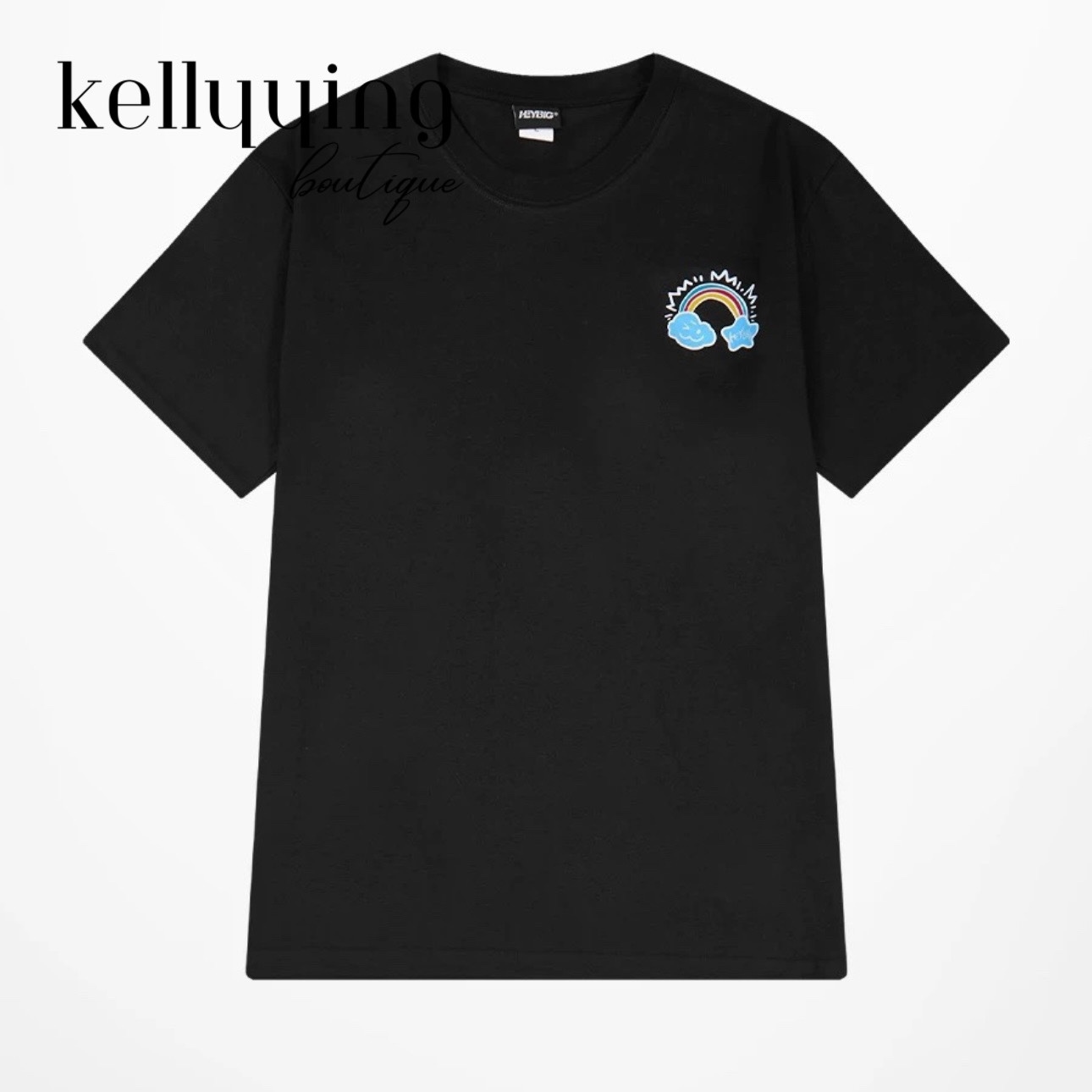 1664. RAINBOW BLACK TEE