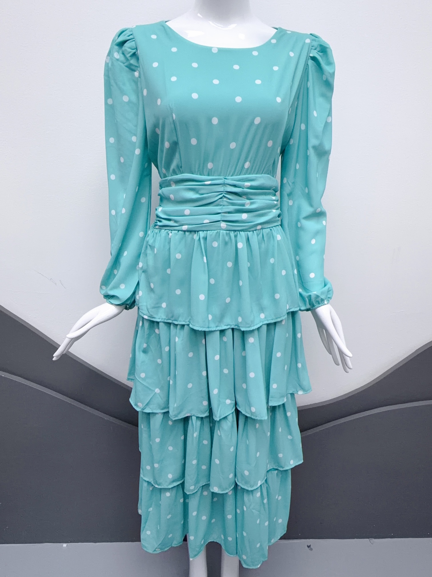 V268. HOA CHAM BI MINT DRESS