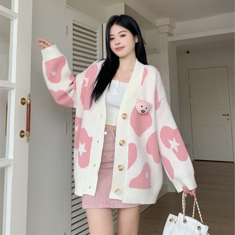 9221. CARDIGAN BEAR WHITE