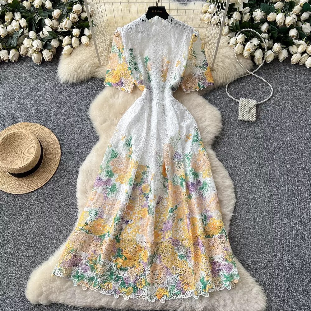 8267. LACE DRESS EXCLUSIVE YELLOW