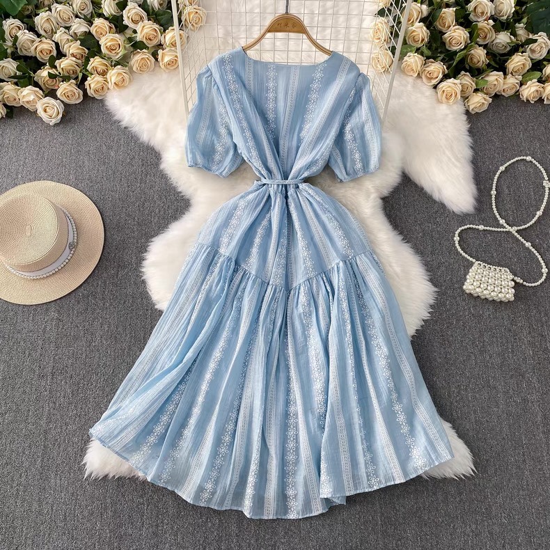 7829. BLUE LONG DRESS