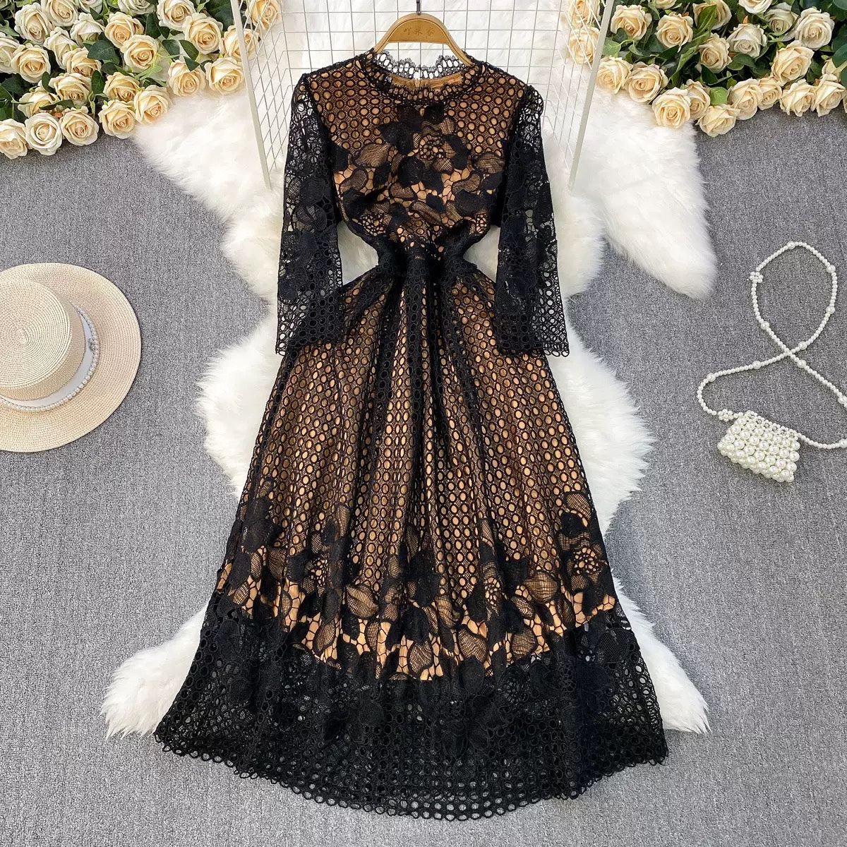 8266. LACE DRESS EXCLUSIVE BLACK