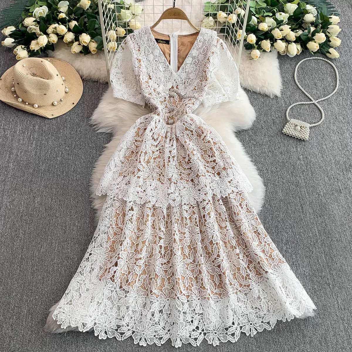 8273. LACE DRESS EXCLUSIVE WHITE
