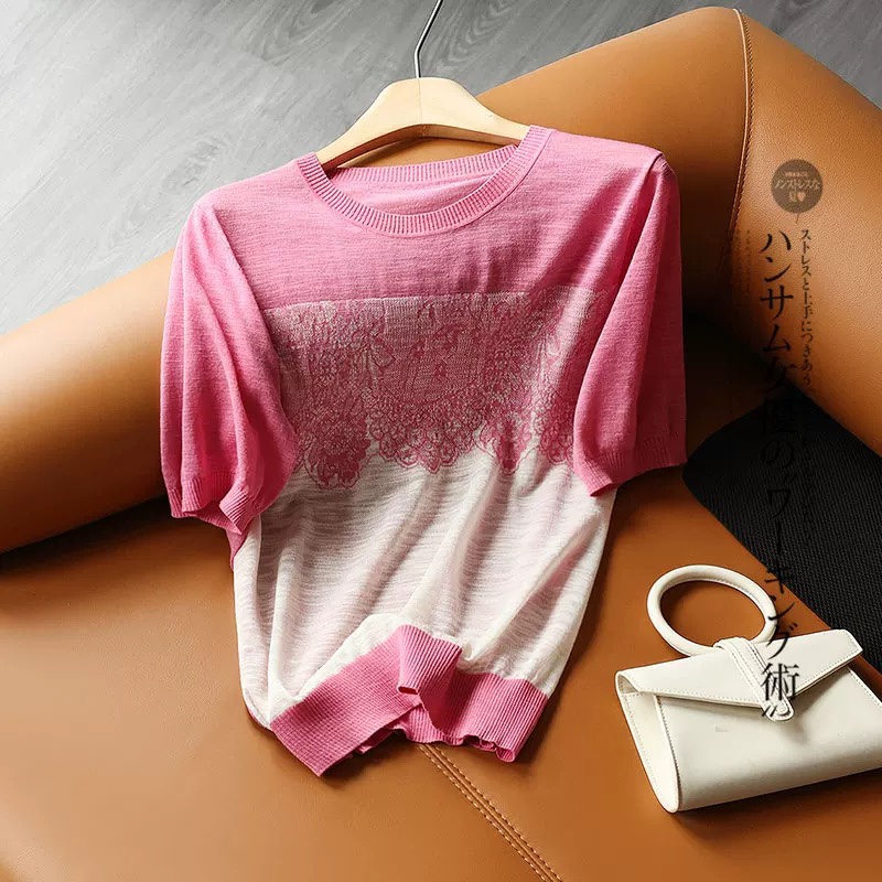C701. PINK SHORT SLEEVES TOP
