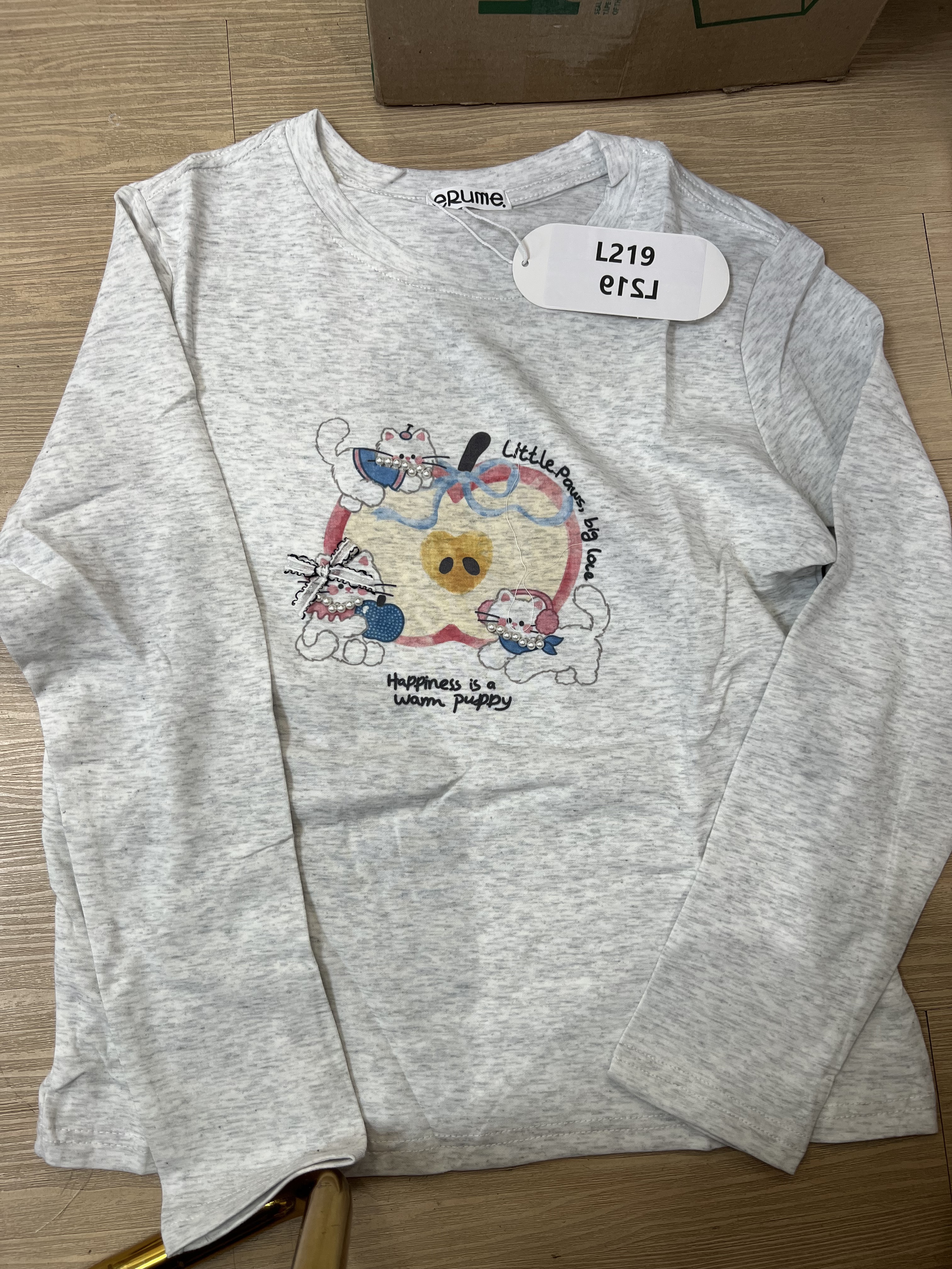 L219. LONGTEE (THICK) GREY APPLE 3CATS
