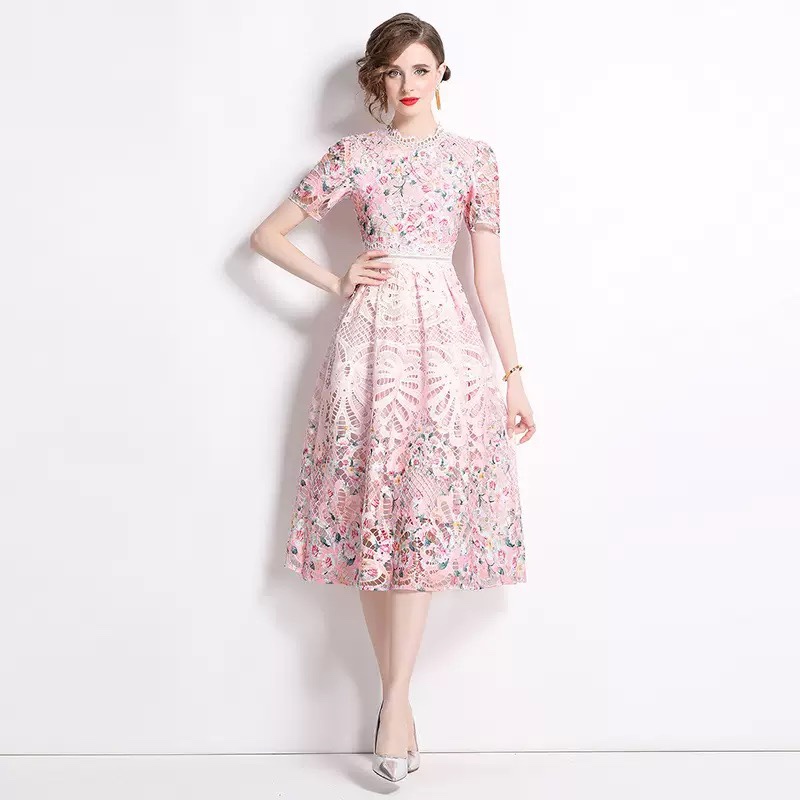8298. LACE DRESS EXCLUSIVE PINK