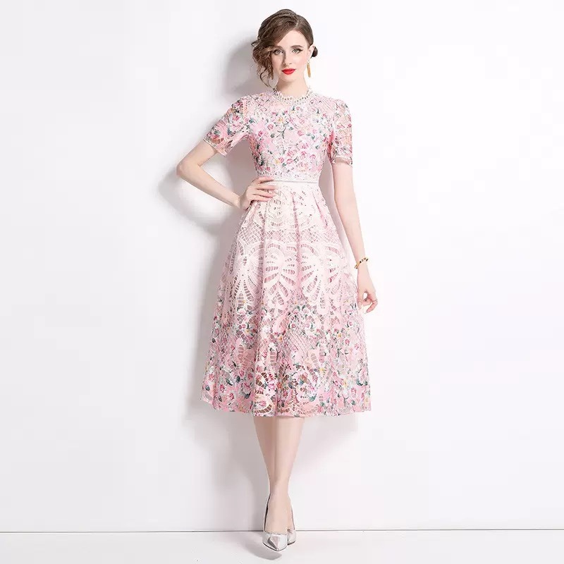 8298. LACE DRESS EXCLUSIVE PINK