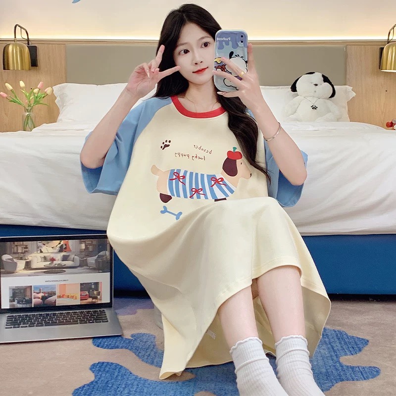 S233. SLEEPWEAR DRESS DOG CREAM