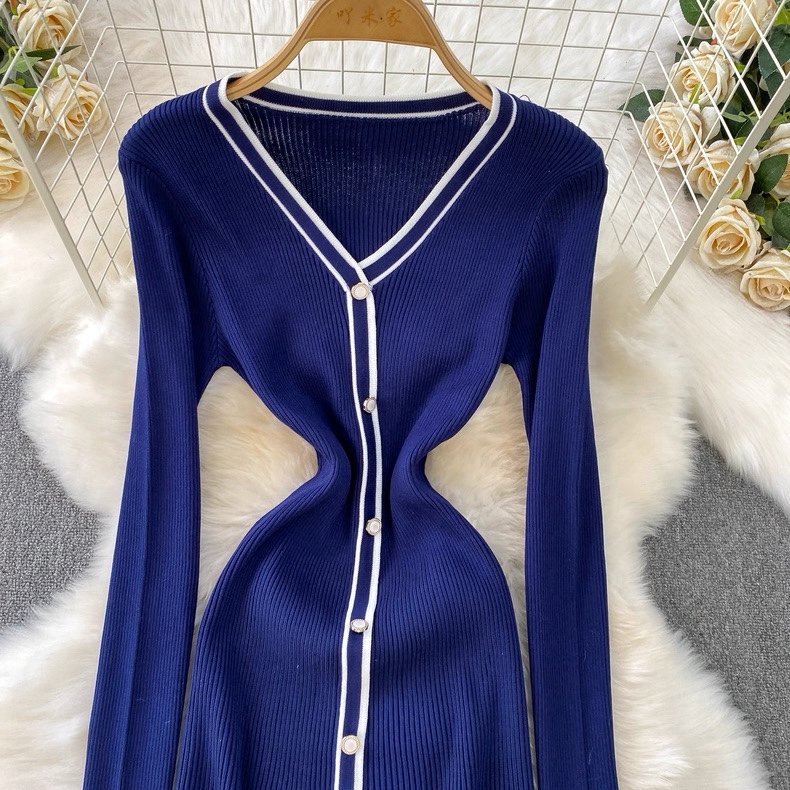 8085. DARK BLUE DRESS