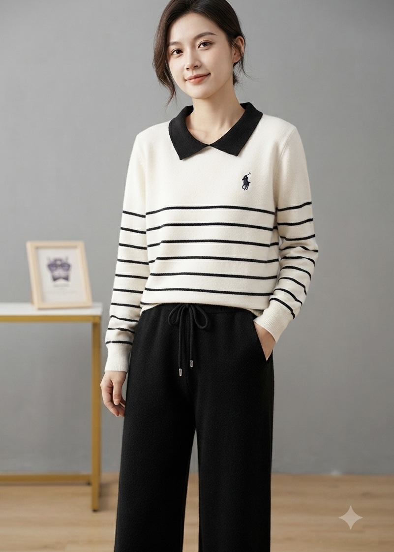 6832. SET LONG PANT KNITTED BLACK