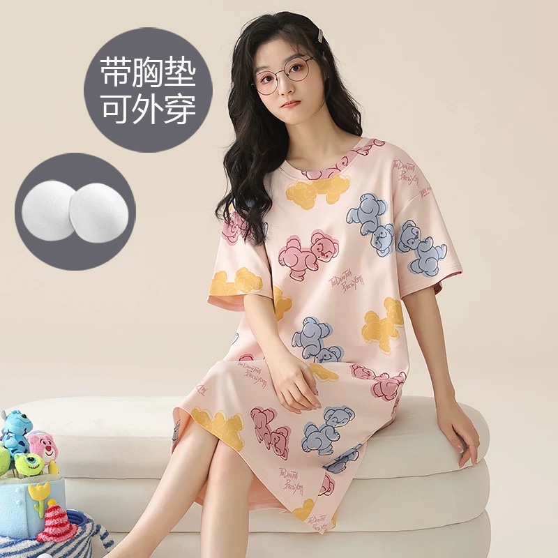 S257. SLEEPWEAR DRESS BEAR PINK