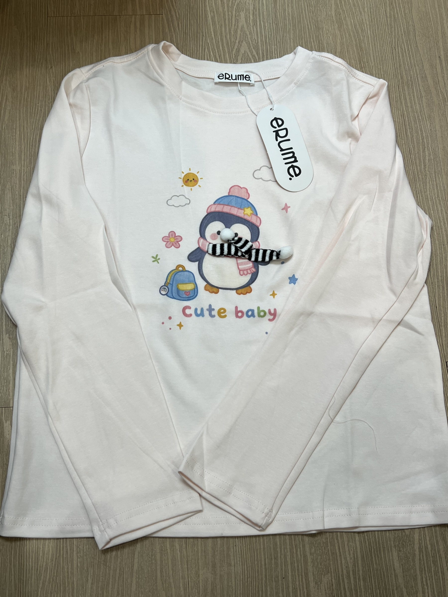 L262. LONGTEE (THICK) PINK PENGUIN