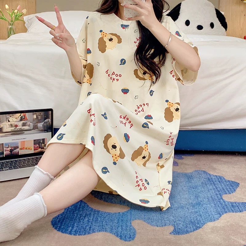 S236. SLEEPWEAR DRESS PUPPY CREAM