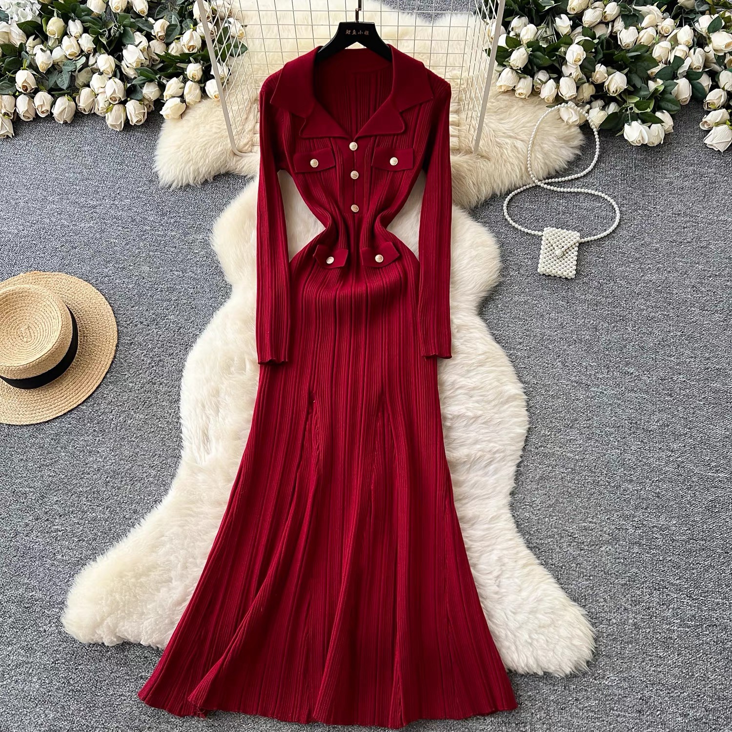 R50. RED LONG DRESS