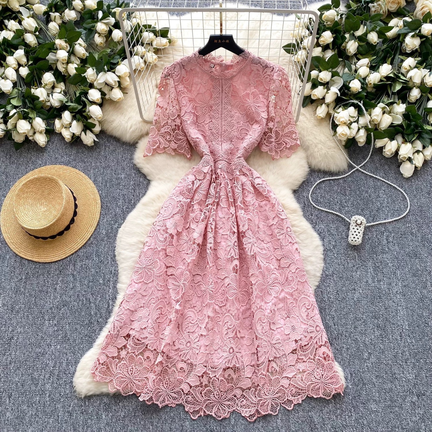 8279. LACE DRESS EXCLUSIVE PINK
