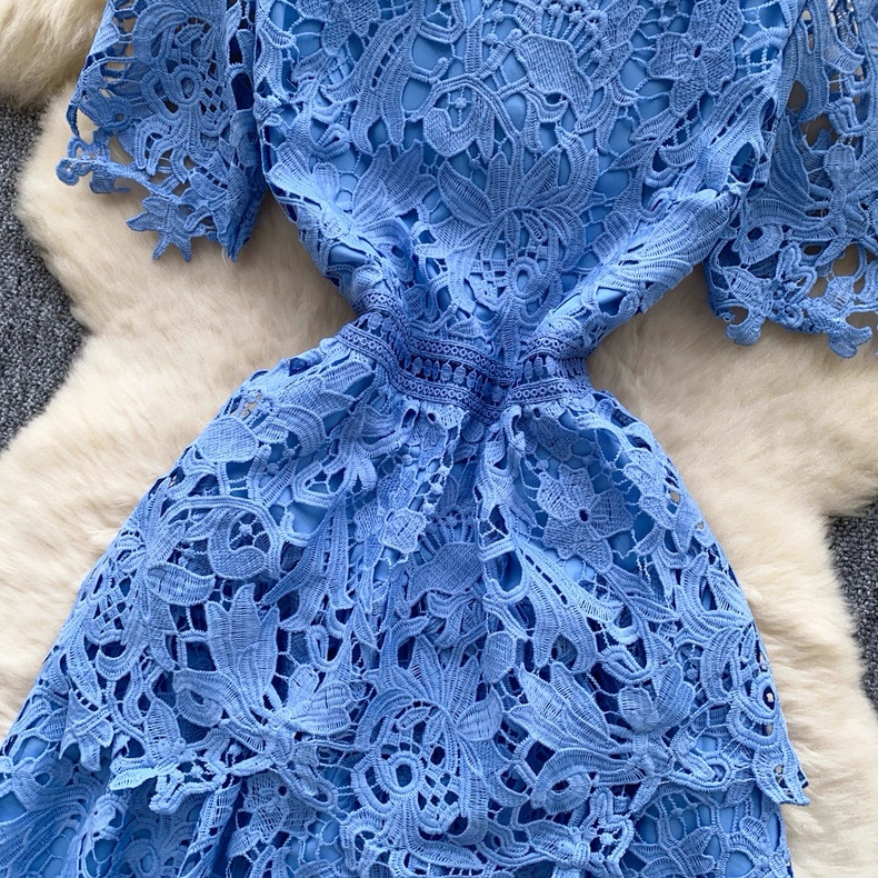 7864. BLUE LONG DRESS