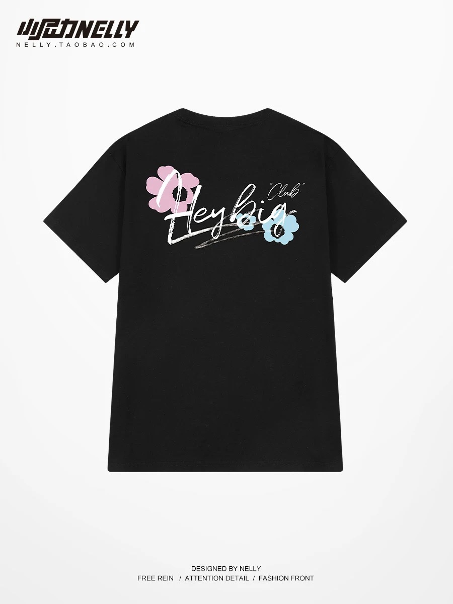 1665. FLOWER BLACK TEE