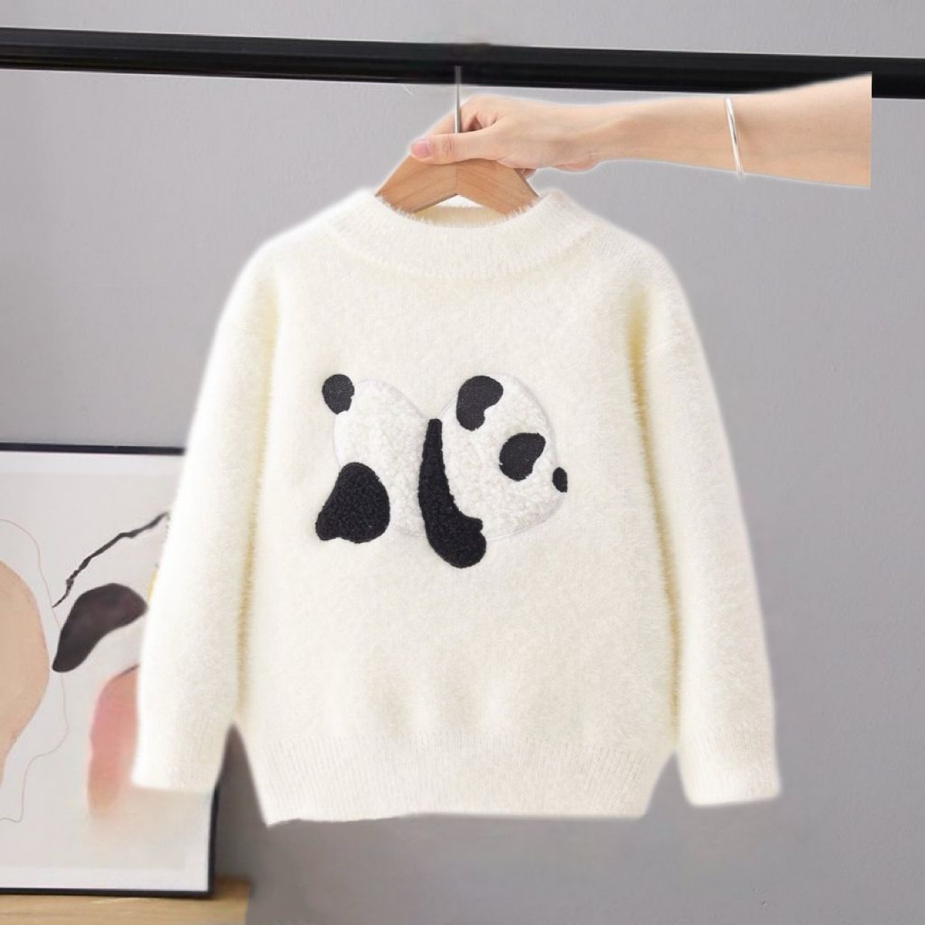 K521. BABY SWEATER PANDA WHITE