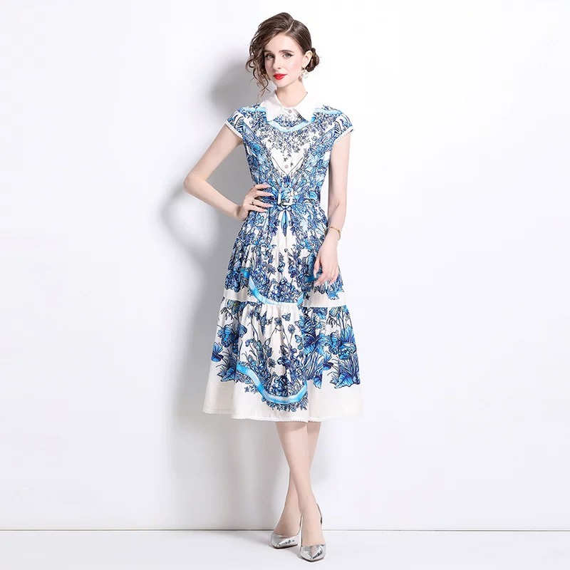 7835. BLUE LONG DRESS