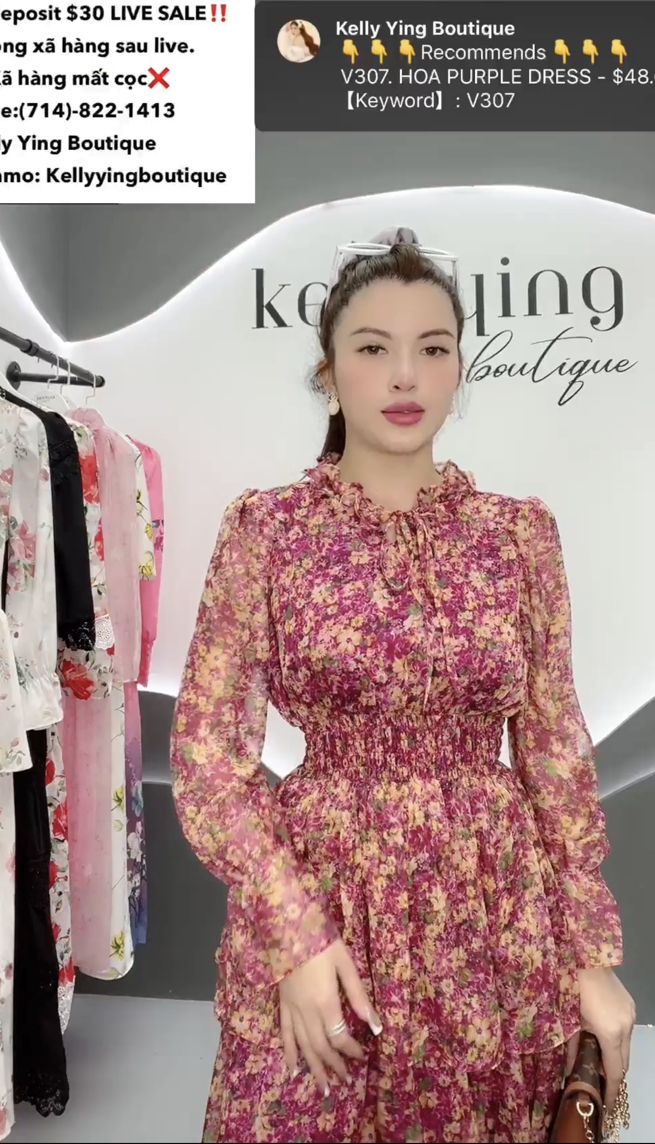 V307. HOA PURPLE DRESS