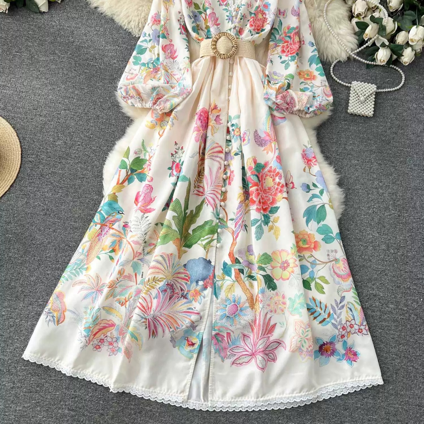 7796. FLOWER LONG DRESS