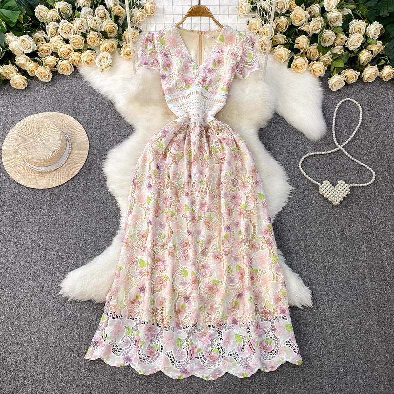 8194. LACE DRESS EXCLUSIVE PINK