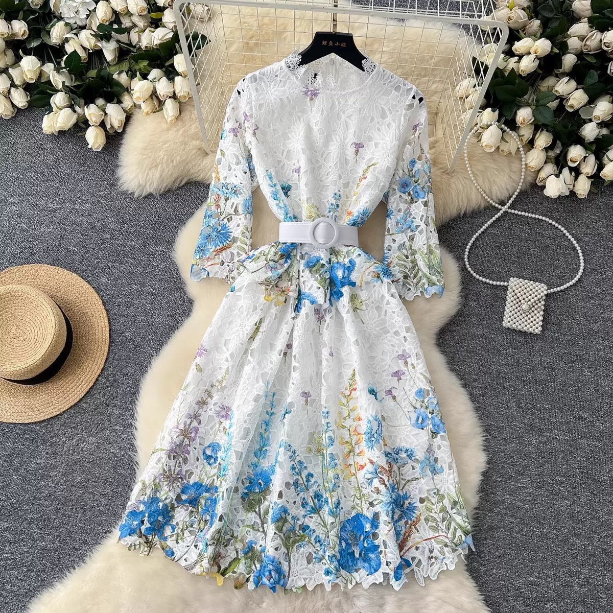 8287. LACE DRESS EXCLUSIVE BLUE