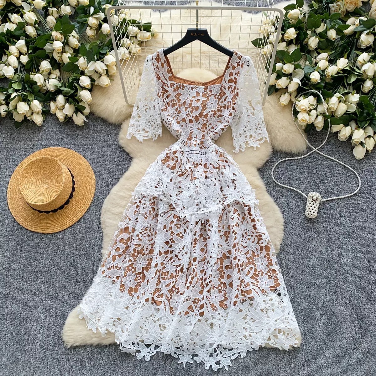 8278. LACE DRESS EXCLUSIVE WHITE