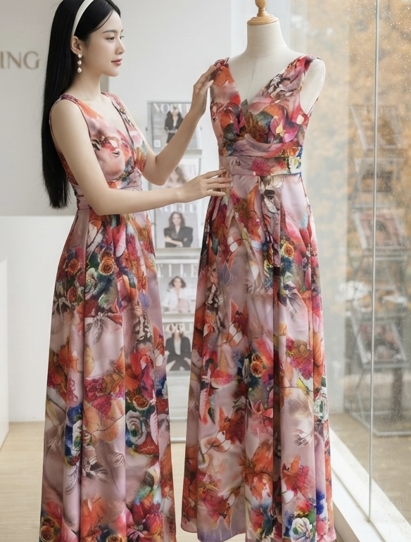 V124. MAXI DRESS CORAL