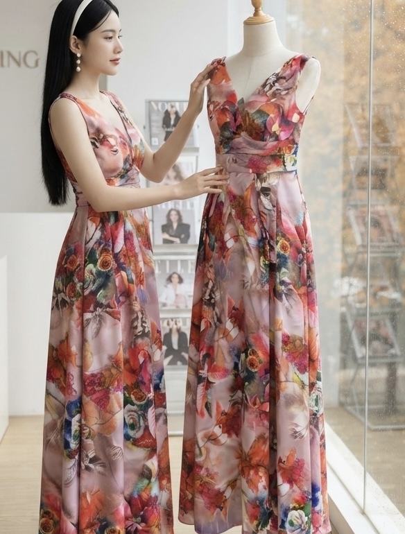 V124. MAXI DRESS CORAL