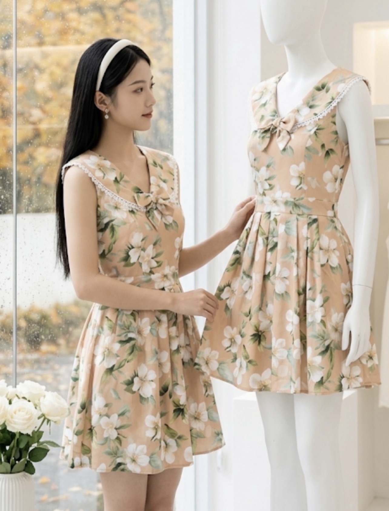 V812. MAXI DRESS 2PCS SAT NACH•
