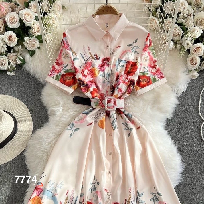 7774. FLOWER LONG DRESS  (exclusive)