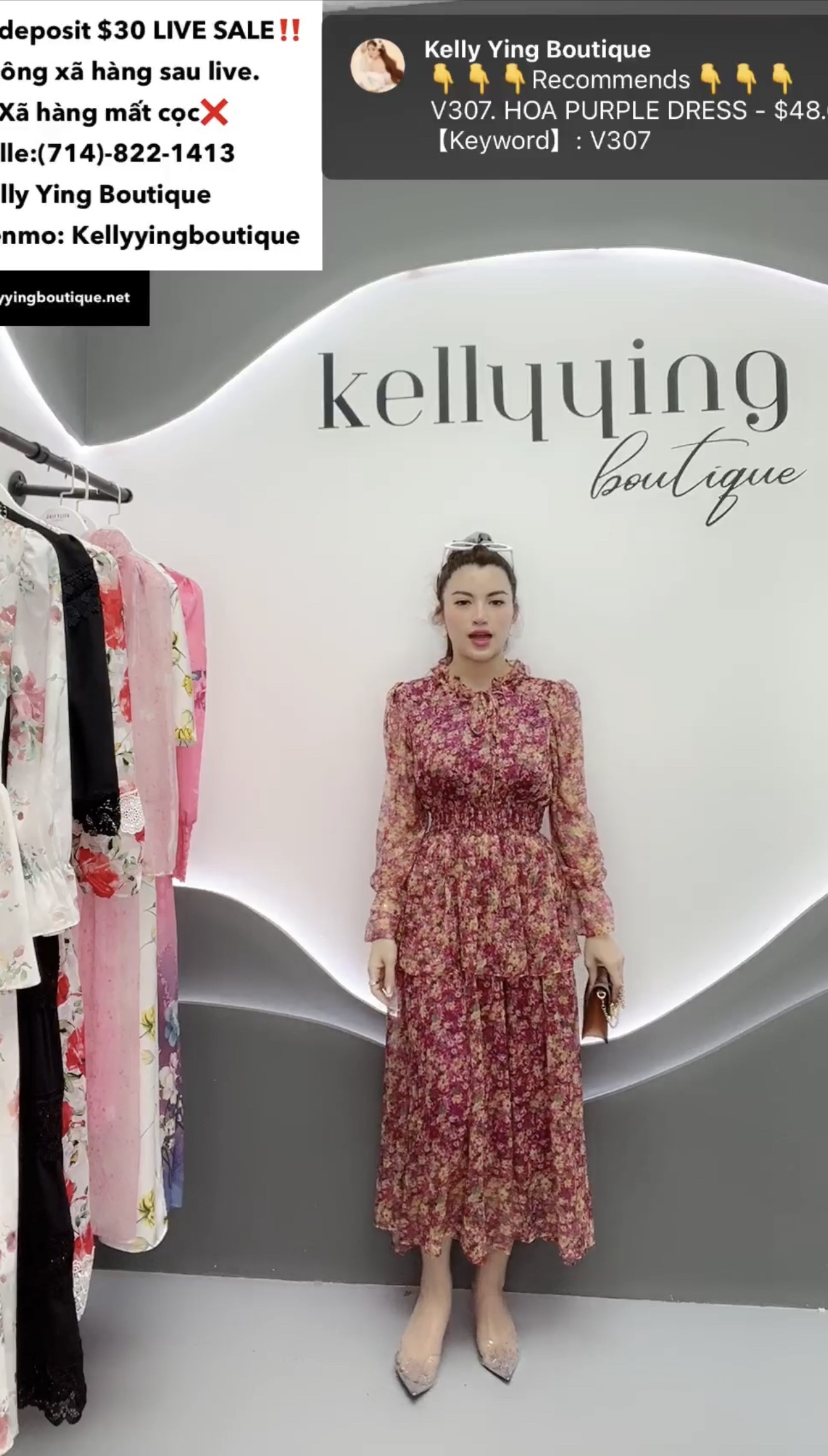 V307. HOA PURPLE DRESS