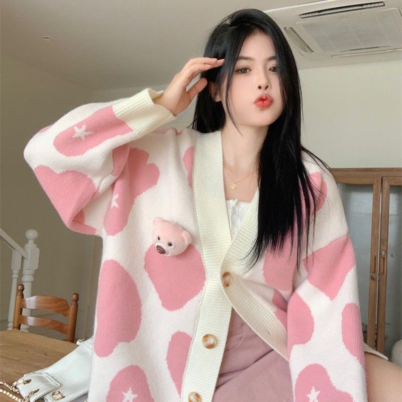 9221. CARDIGAN BEAR WHITE