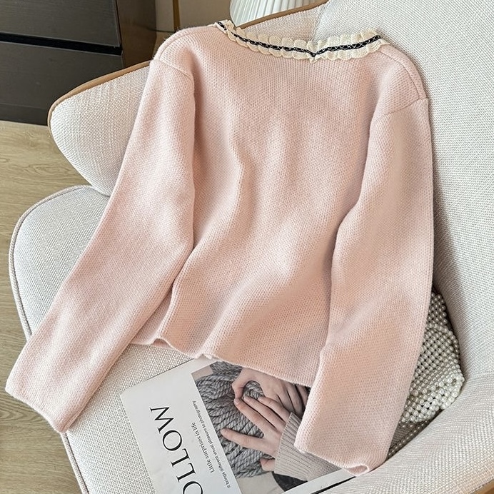 T344. CARDIGAN PINK BOWTIE