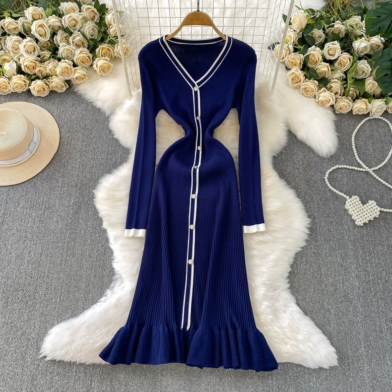 8085. DARK BLUE DRESS