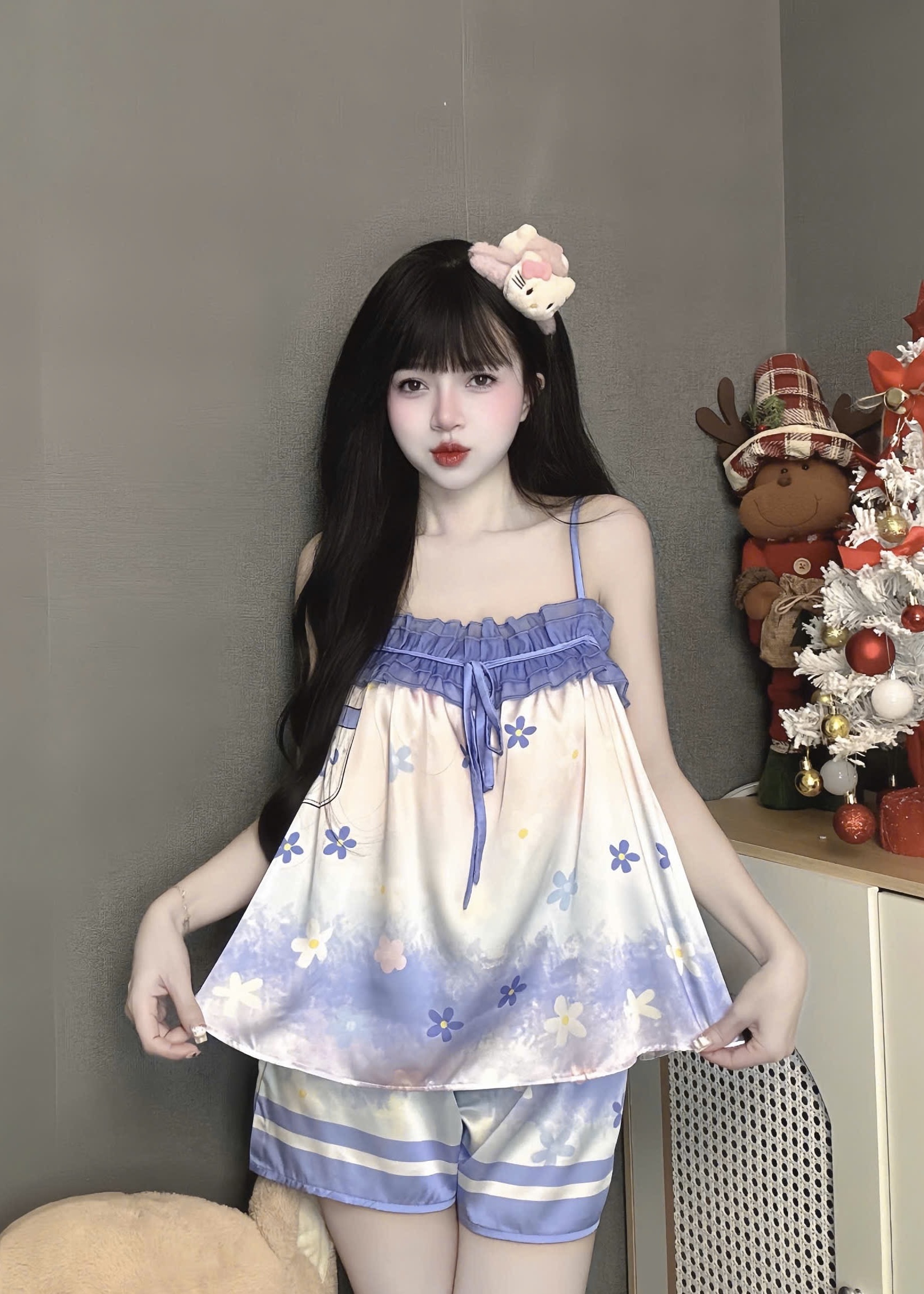 V1135. SLEEPWEAR FLOWER PURPLE