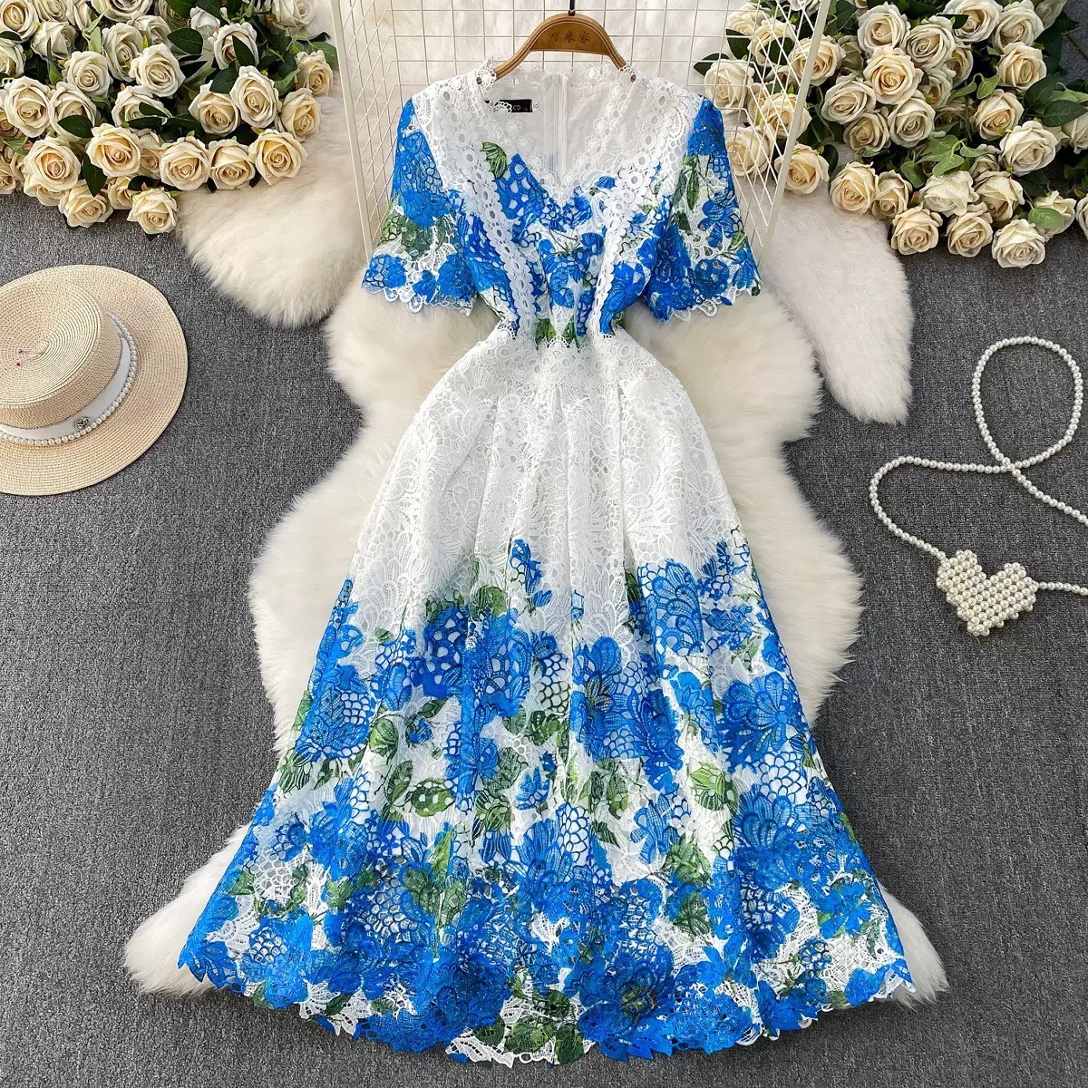 8271. LACE DRESS EXCLUSIVE BLUE