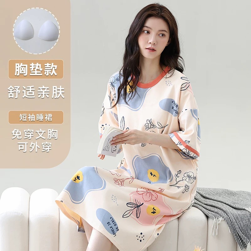S255. SLEEPWEAR DRESS FLOWER PINK