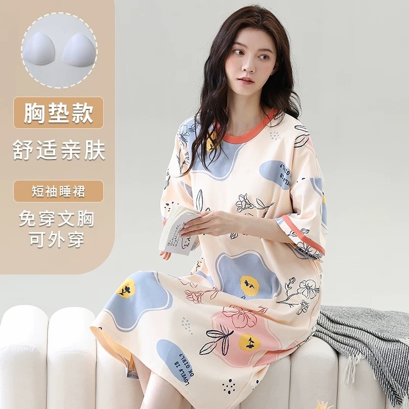 S255. SLEEPWEAR DRESS FLOWER PINK