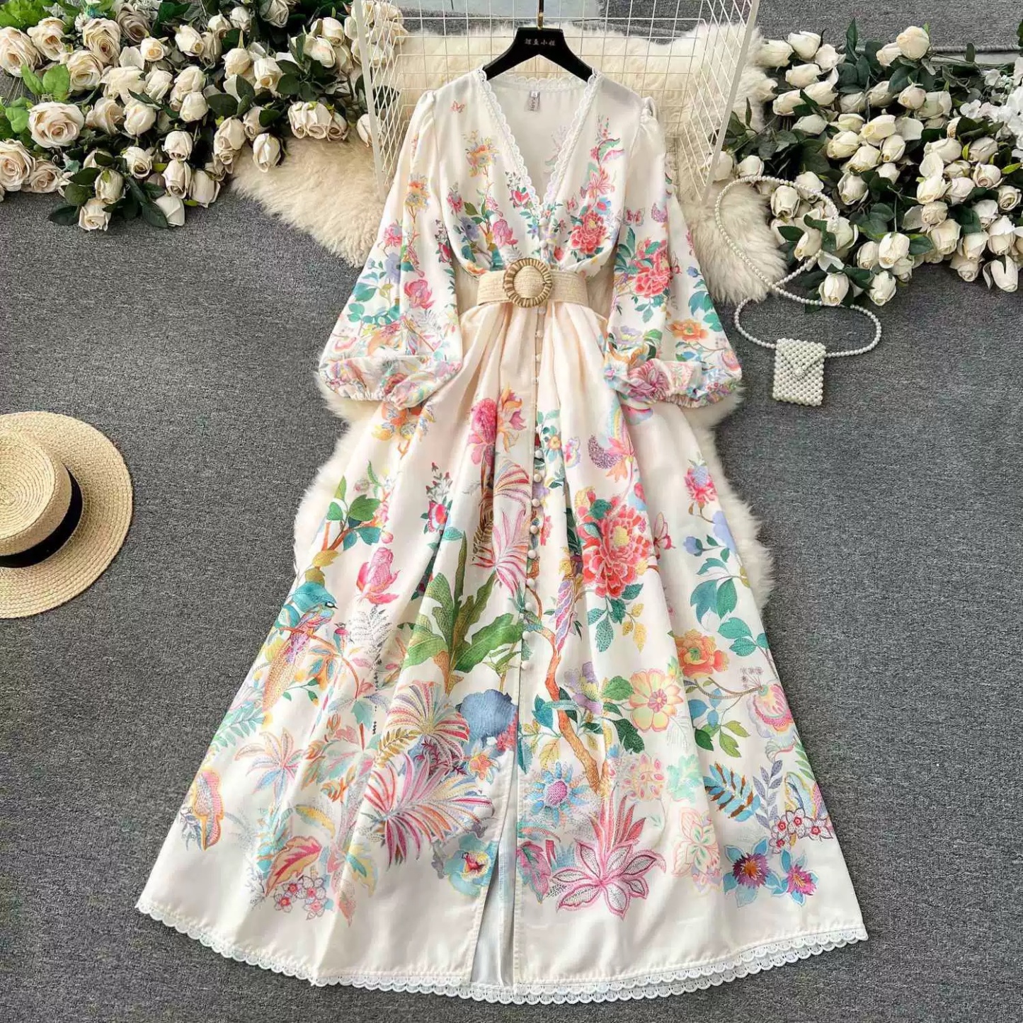 7796. FLOWER LONG DRESS