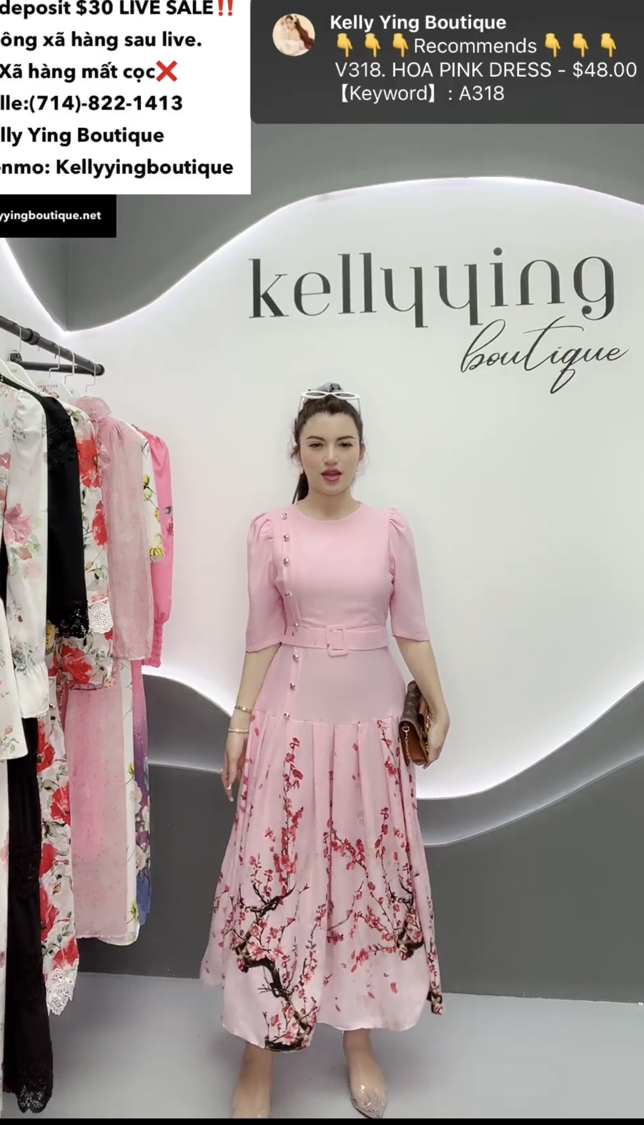 V318. HOA PINK DRESS