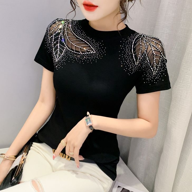 C789. BLACK SHORT SLEEVES TOP