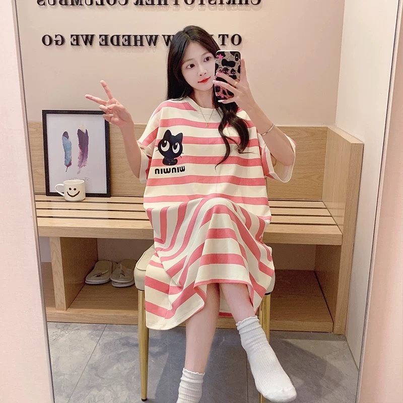S235 . SLEEPWEAR DRESS CAT PINK