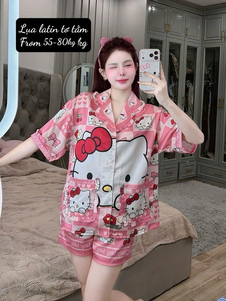 V1011. SLEEPWEAR HELLO KITTY HOT PINK
